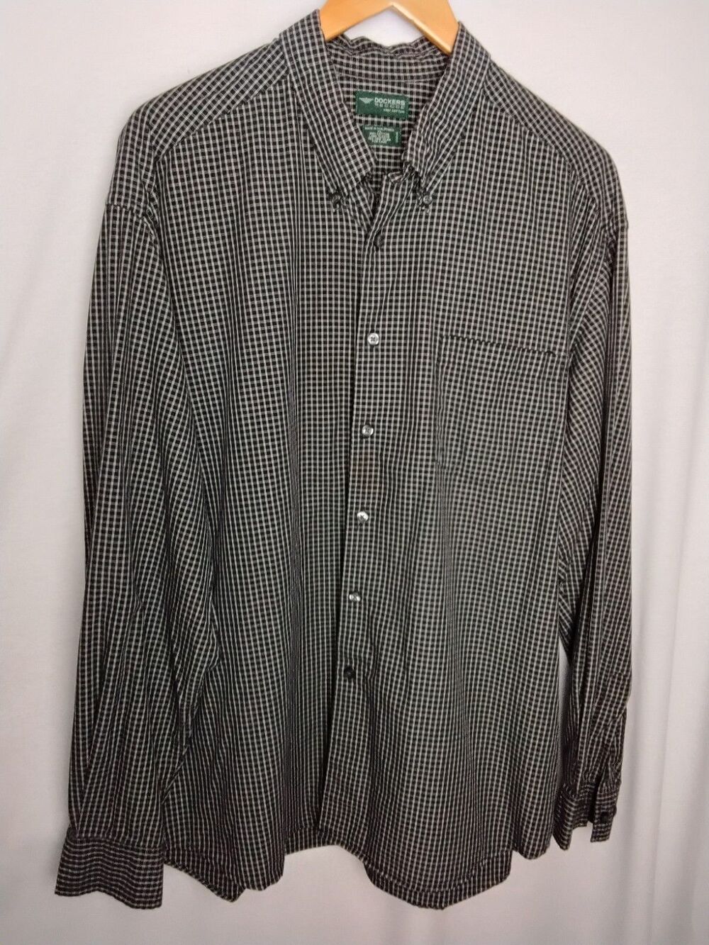 Men’s Dockers Black and White Checked Longsleeve Shirt Size XL